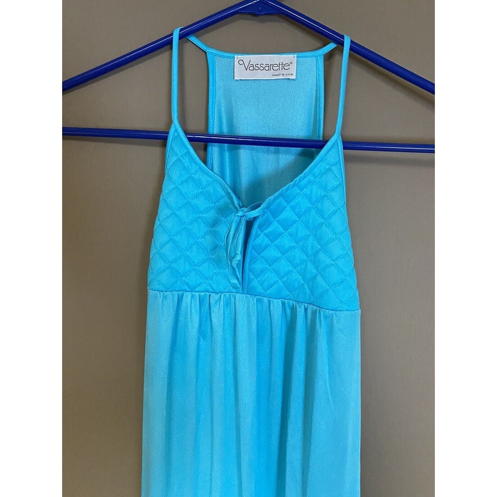 Vintage Vassarette Full Length Nightgown T-back Teal Size Medium NWT - Picture 2 of 7